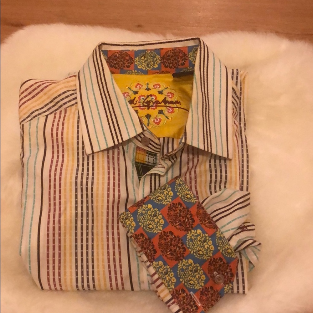 Robert Graham L Men’s striped shirt